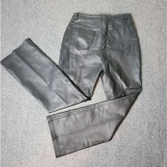 Vtg 90's Metrostyle Women's Size 12 Black Leather Motorcycle Boot Cut Pant Lined - Picture 2 of 15